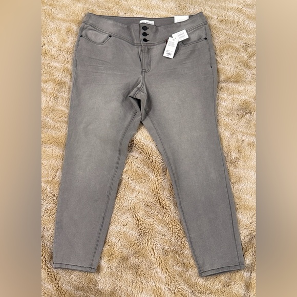 NWT LANE BRYANT Sz 18 Jegging High-Rise 3-Button Slim Flex Magic Waistband Grey - Picture 2 of 11
